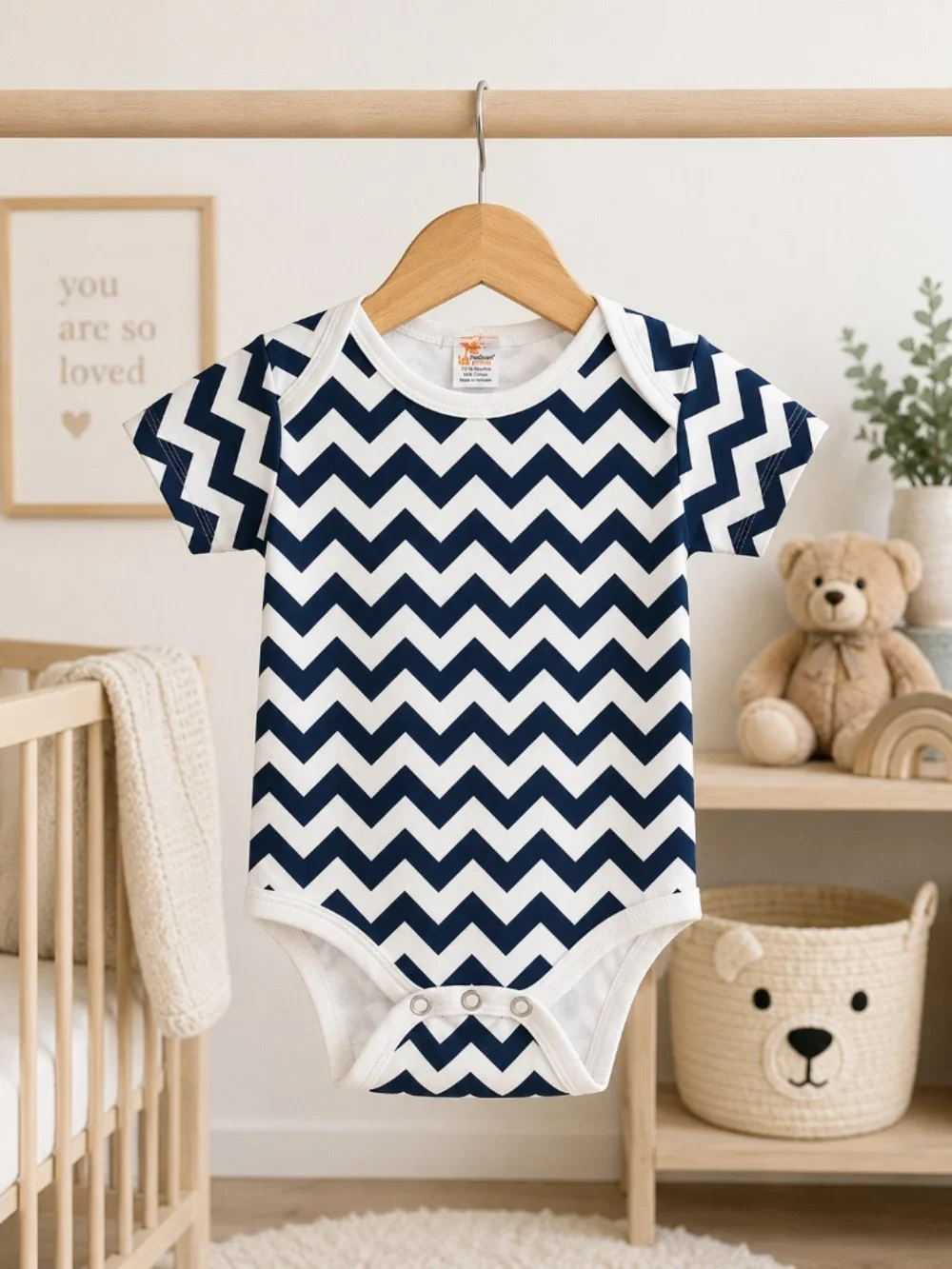 Navy & White Chevron Baby Onesie